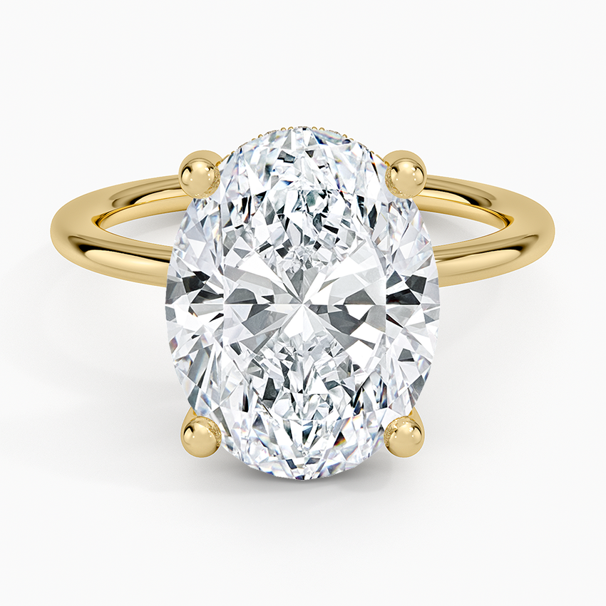 5.10 Oval Kesim Hidden Halo Tasarım Tektaş Laboratuvar Pırlanta Yüzük - Melara