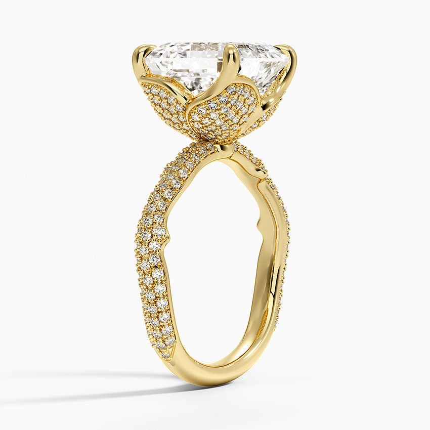 5.75 Karat Asscher Kesim Hidden Halo Tasarım Tektaş Laboratuvar Pırlanta Yüzük - Sorrento
