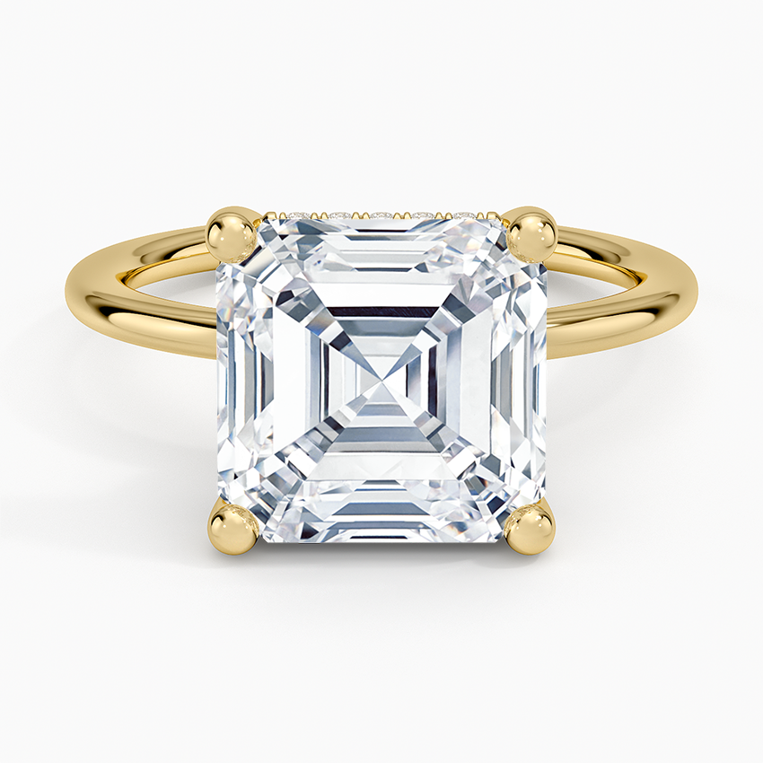 5.10 Asscher Kesim Hidden Halo Tasarım Tektaş Laboratuvar Pırlanta Yüzük - Melara