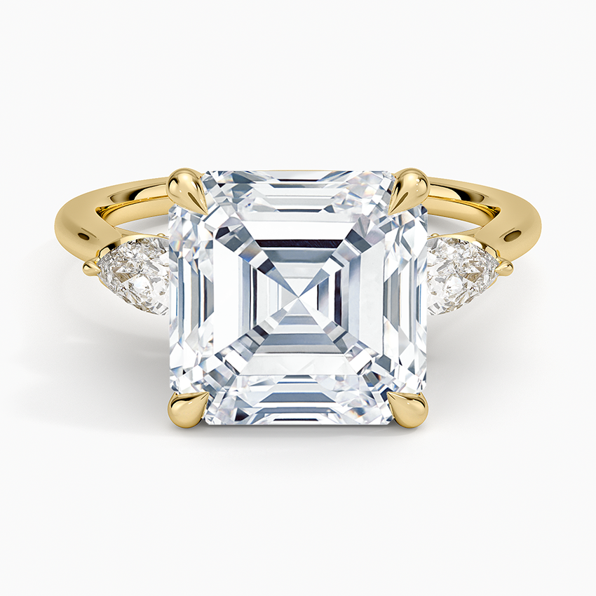 5.75 Karat Asscher Kesim Hidden Halo Tasarım Tektaş Laboratuvar Pırlanta Yüzük 18K - Calora