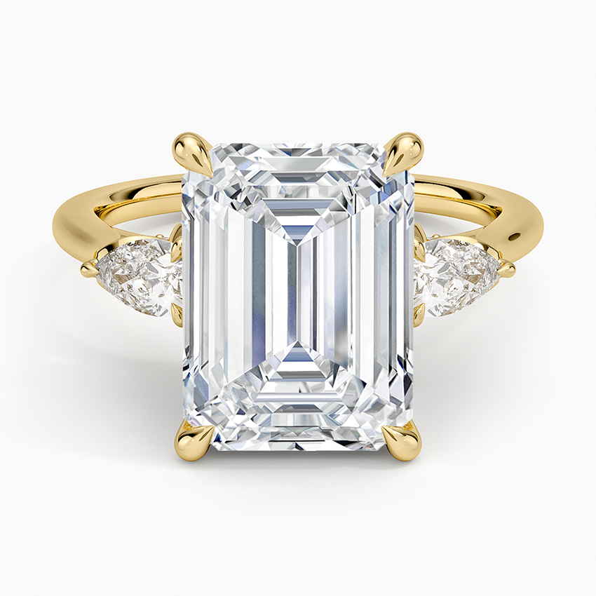 5.75 Karat Emerald Kesim Hidden Halo Tasarım Tektaş Laboratuvar Pırlanta Yüzük - Verona