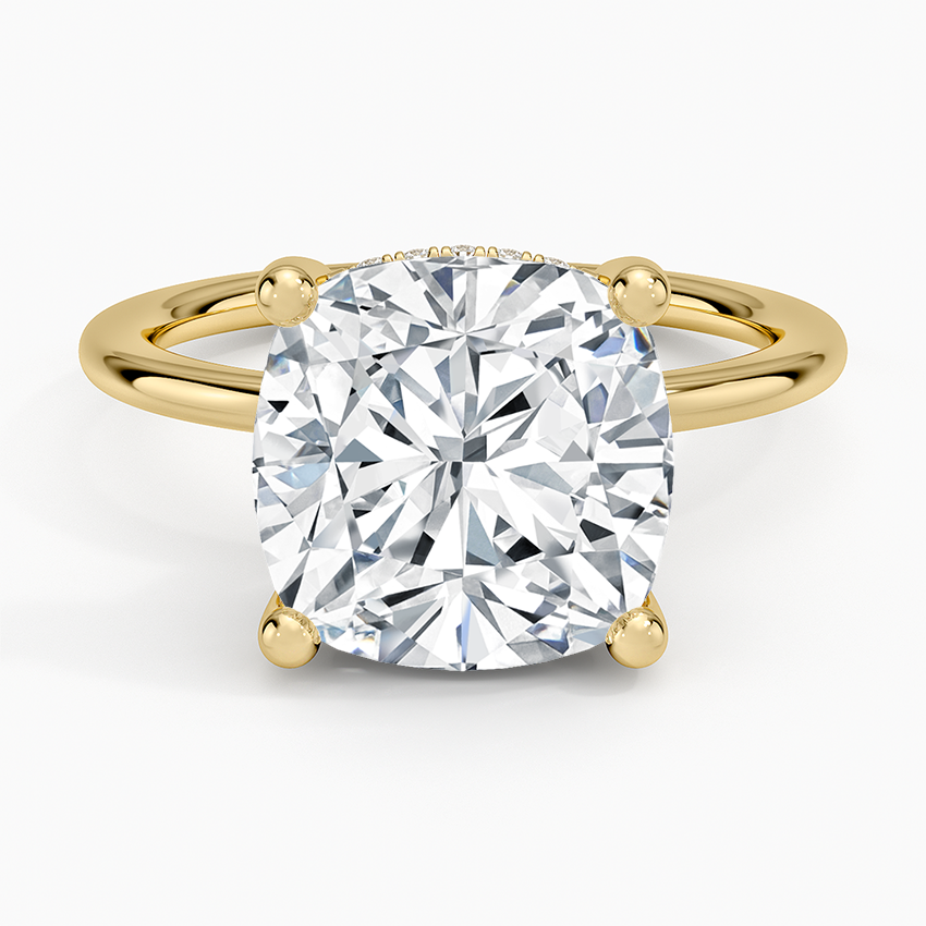 5.10 Cushion Kesim Hidden Halo Tasarım Tektaş Laboratuvar Pırlanta Yüzük - Melara