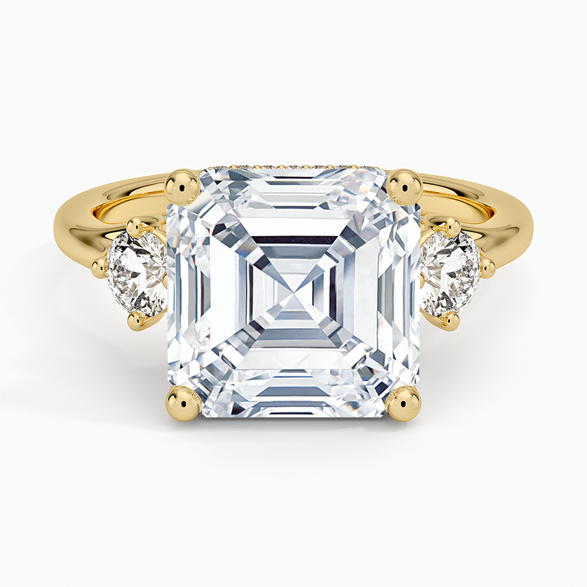 5.50 Karat Asscher Kesim Hidden Halo Tasarım Tektaş Laboratuvar Pırlanta Yüzük - Madrid