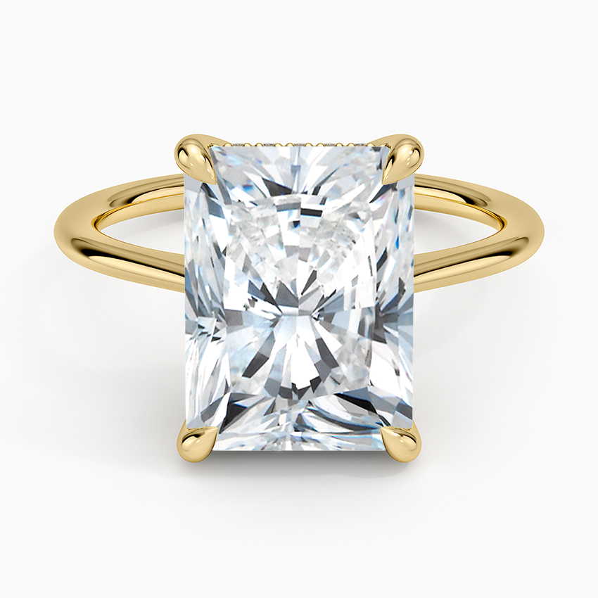 5.10 Karat Radiant Kesim Hidden Halo Tasarım Tektaş Laboratuvar Pırlanta Yüzük - Monaco