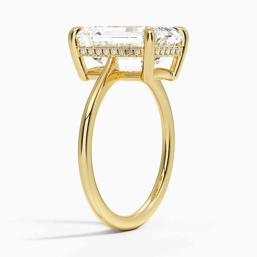 5.10 Karat Emerald Kesim Hidden Halo Tasarım Tektaş Laboratuvar Pırlanta Yüzük - Monaco