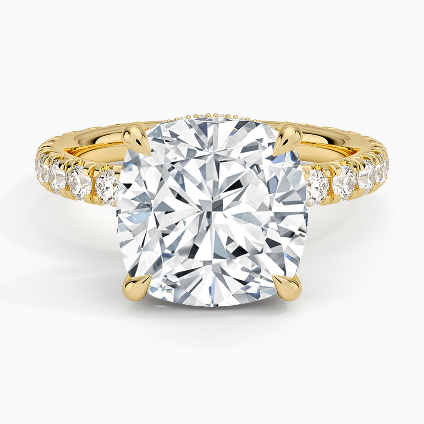 5.75 Karat Cushion Kesim Hidden Halo Tasarım Tektaş Laboratuvar Pırlanta Yüzük 18K - Selora - Bold Diamonds