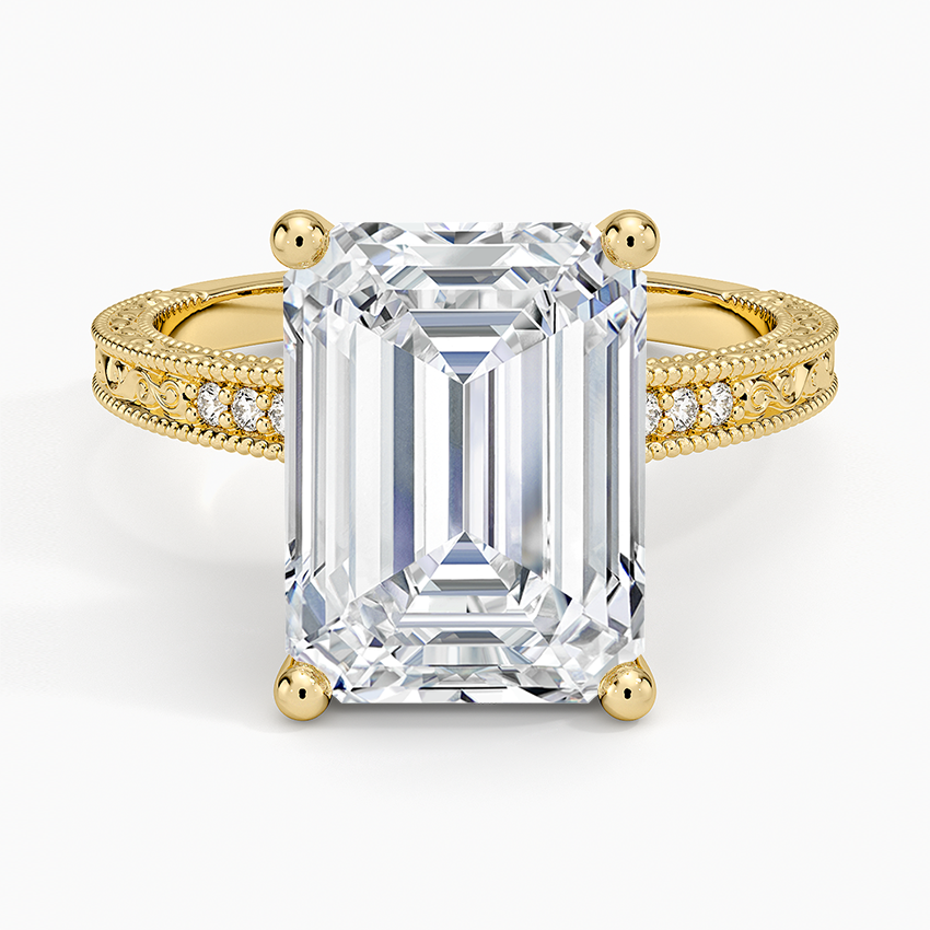 5.15 Emerald Kesim Hidden Halo Tasarım Tektaş Laboratuvar Pırlanta Yüzük 18K - Silora