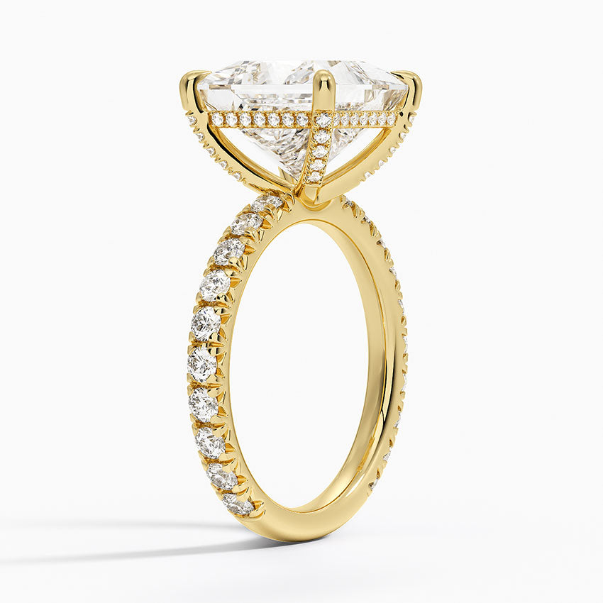 5.75 Karat Prenses Kesim Hidden Halo Tasarım Tektaş Laboratuvar Pırlanta Yüzük 18K - Selora - Bold Diamonds