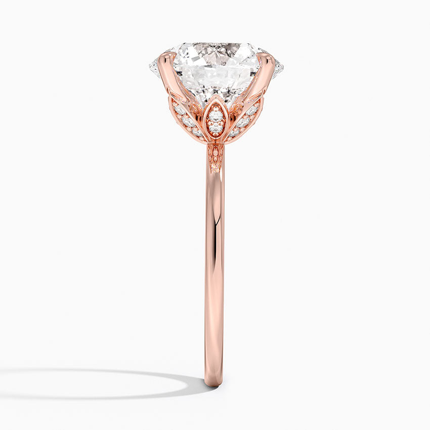 5.15 Karat Hidden Halo Tasarım Tektaş Laboratuvar Pırlanta Yüzük 18K - Delora