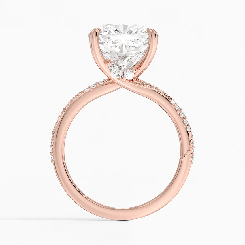 5.25 Karat Cushion Kesim Hidden Halo Tasarım Tektaş Laboratuvar Pırlanta Yüzük 18K - Melora - Bold Diamonds