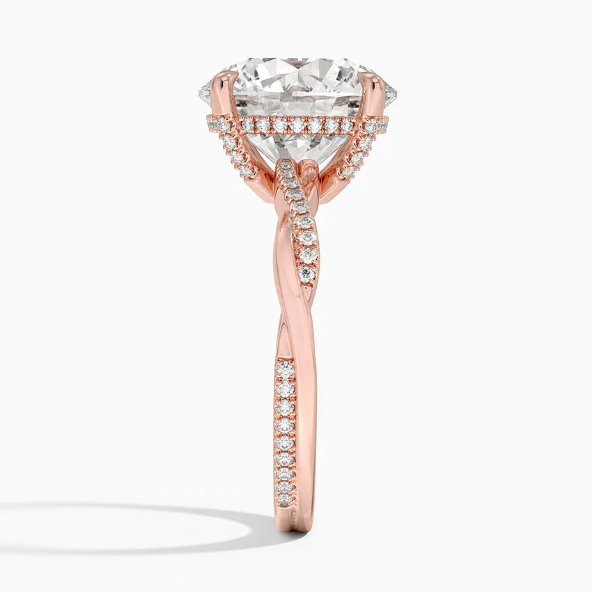 5.25 Karat Hidden Halo Tasarım Tektaş Laboratuvar Pırlanta Yüzük 18K - Talora
