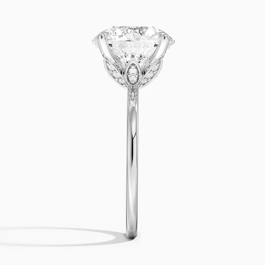 5.15 Karat Hidden Halo Tasarım Tektaş Laboratuvar Pırlanta Yüzük 18K - Delora