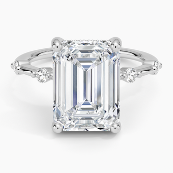 5.20 Karat Emerald Kesim Hidden Halo Tasarım Tektaş Laboratuvar Pırlanta Yüzük - Nice
