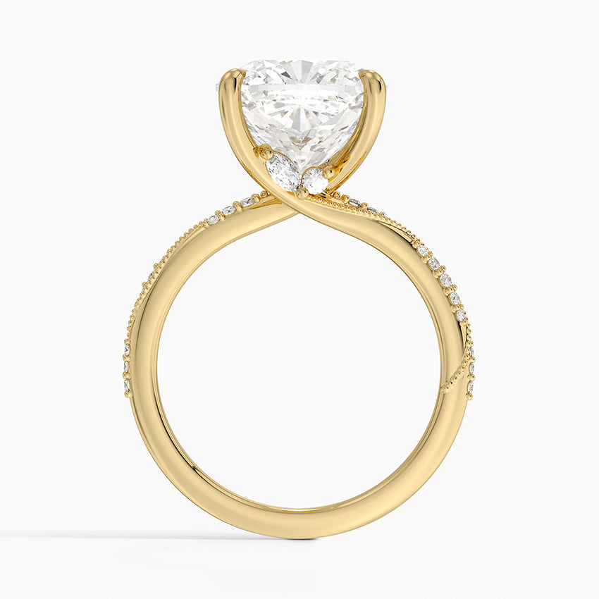 5.25 Karat Cushion Kesim Hidden Halo Tasarım Tektaş Laboratuvar Pırlanta Yüzük 18K - Melora