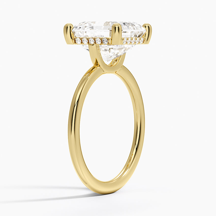 5.10 Asscher Kesim Hidden Halo Tasarım Tektaş Laboratuvar Pırlanta Yüzük - Melara