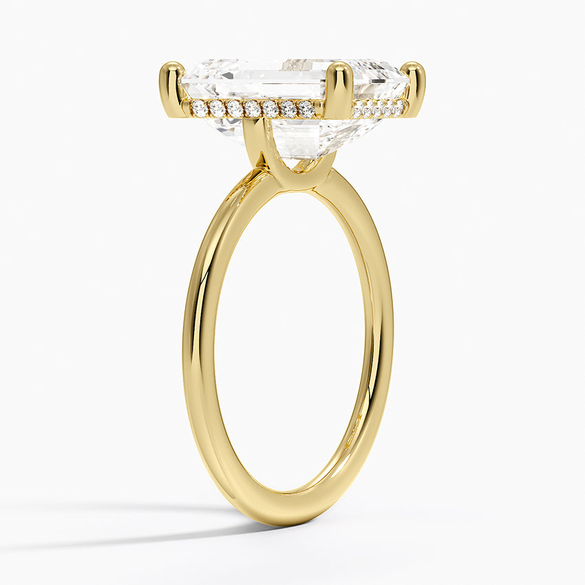 5.10 Karat Emerald Kesim Hidden Halo Tasarım Tektaş Laboratuvar Pırlanta Yüzük - Lucerne