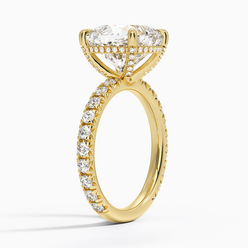 5.75 Karat Cushion Kesim Hidden Halo Tasarım Tektaş Laboratuvar Pırlanta Yüzük 18K - Selora - Bold Diamonds