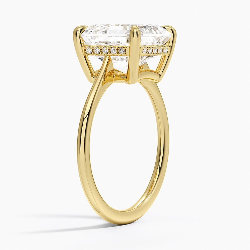 5.10 Asscher Kesim Hidden Halo Tasarım Tektaş Laboratuvar Pırlanta Yüzük 18K - Tilora