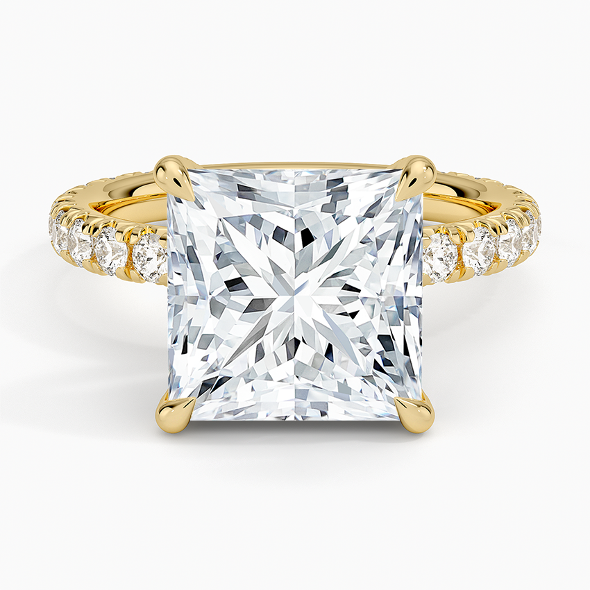 5.75 Karat Prenses Kesim Hidden Halo Tasarım Tektaş Laboratuvar Pırlanta Yüzük 18K - Selora - Bold Diamonds