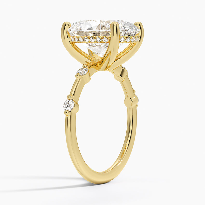5.20 Karat Oval Kesim Hidden Halo Tasarım Tektaş Laboratuvar Pırlanta Yüzük - Nice