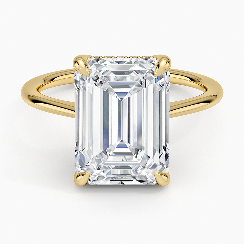 5.10 Karat Emerald Kesim Hidden Halo Tasarım Tektaş Laboratuvar Pırlanta Yüzük - Monaco