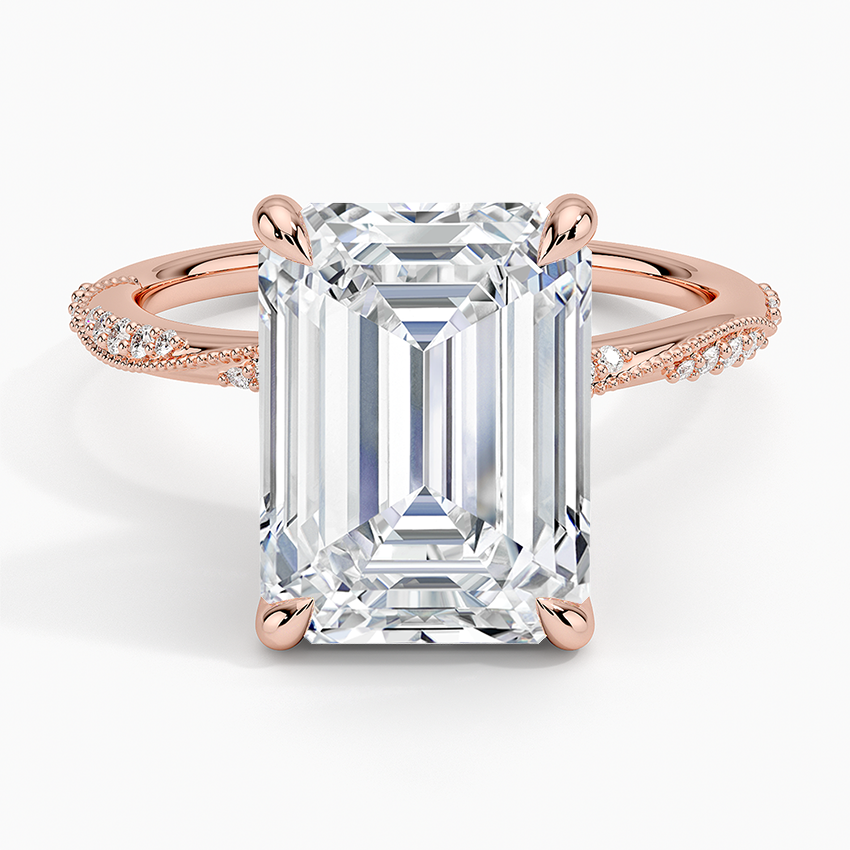 5.25 Karat Emerald Kesim Hidden Halo Tasarım Tektaş Laboratuvar Pırlanta Yüzük 18K - Melora