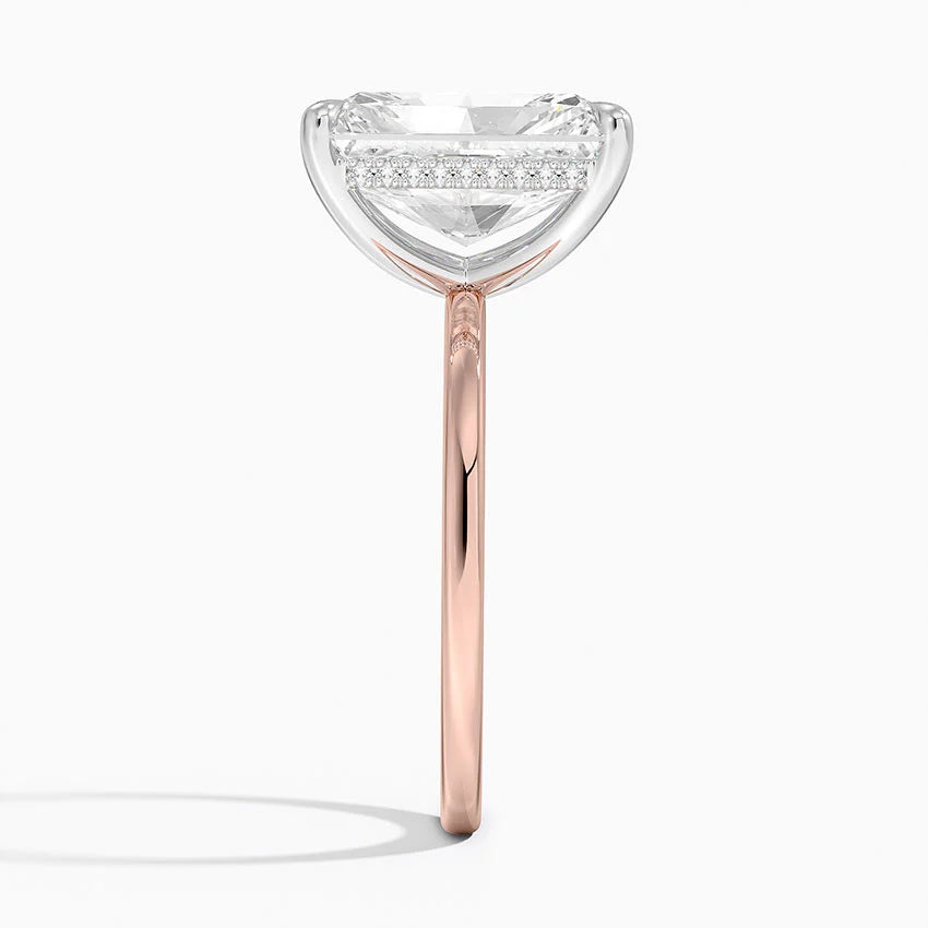 5.10 Karat Radiant Kesim Hidden Halo Tasarım Tektaş Laboratuvar Pırlanta Yüzük 18K - Elora - Bold Diamonds