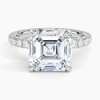 5.75 Karat Asscher Kesim Hidden Halo Tasarım Tektaş Laboratuvar Pırlanta Yüzük -Ghent
