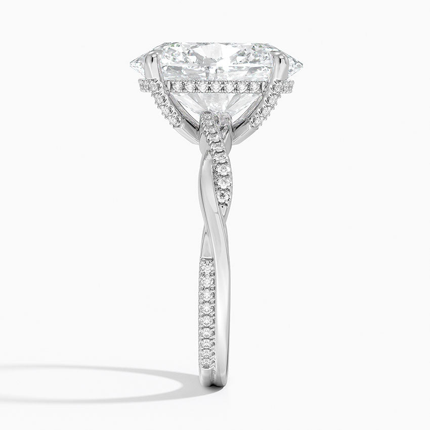 5.25 Karat Oval Kesim Hidden Halo Tasarım Tektaş Laboratuvar Pırlanta Yüzük 18K - Talora
