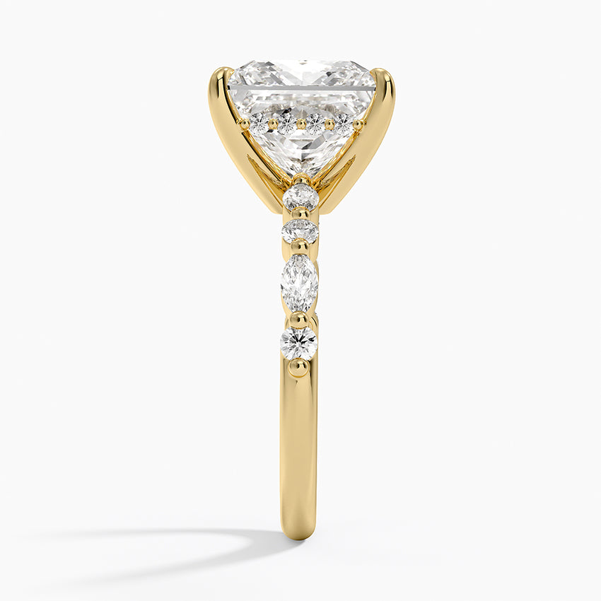 1.60 Carat Princess Halo Design Solitaire Lab Diamond Ring 18K - Florina