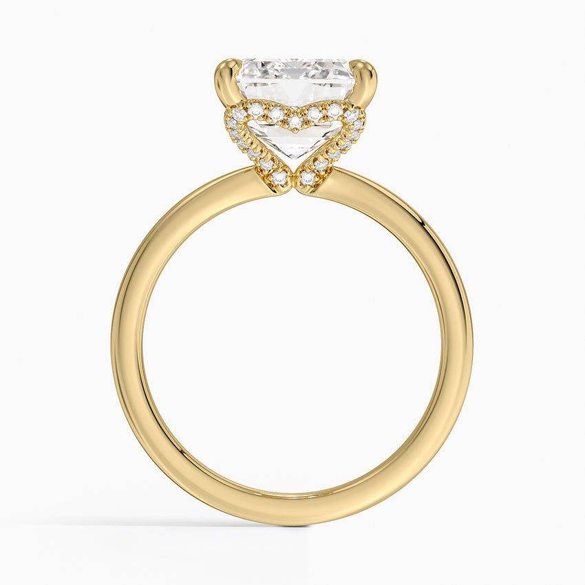 5.15 Emerald Kesim Hidden Halo Tasarım Tektaş Laboratuvar Pırlanta Yüzük 18K - Vilora