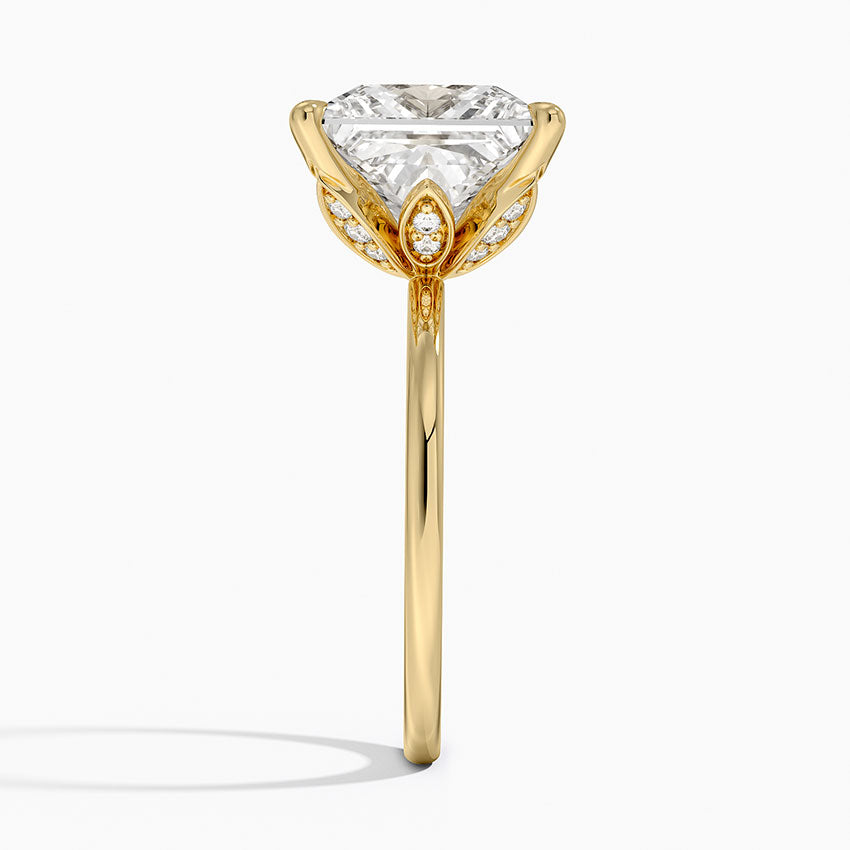 1.60 Carat Princess Halo Design Solitaire Lab Diamond Ring 18K - Florina