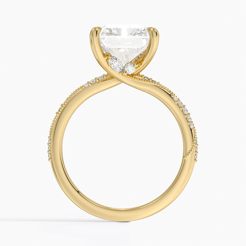 5.25 Karat Radiant Kesim Hidden Halo Tasarım Tektaş Laboratuvar Pırlanta Yüzük 18K - Melora