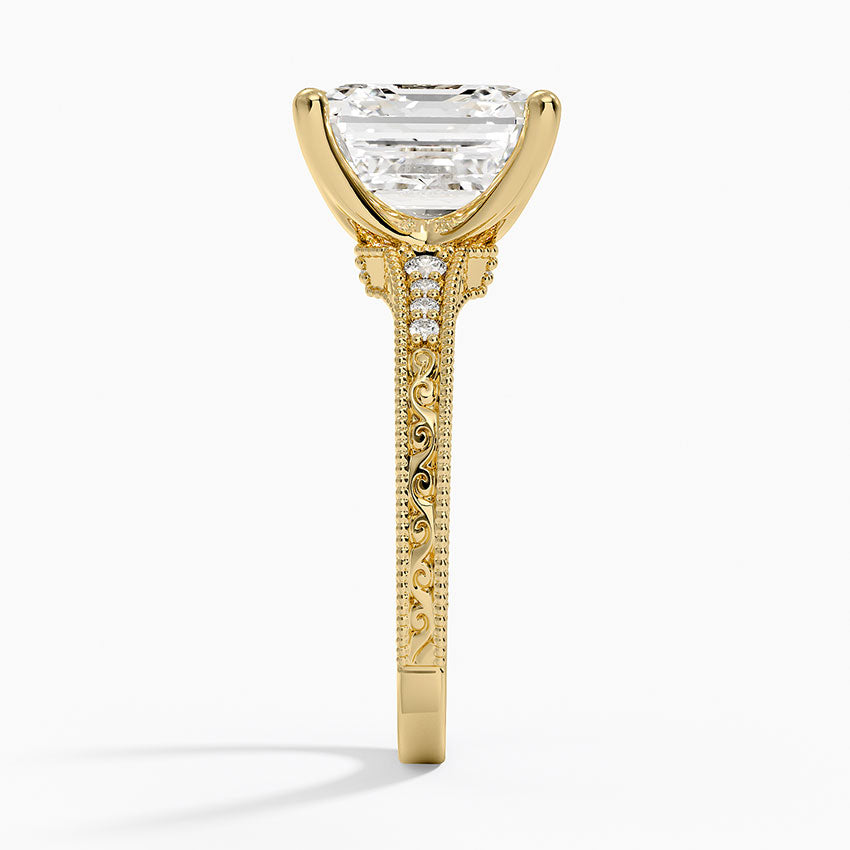 5.15 Asscher Kesim Hidden Halo Tasarım Tektaş Laboratuvar Pırlanta Yüzük 18K - Silora