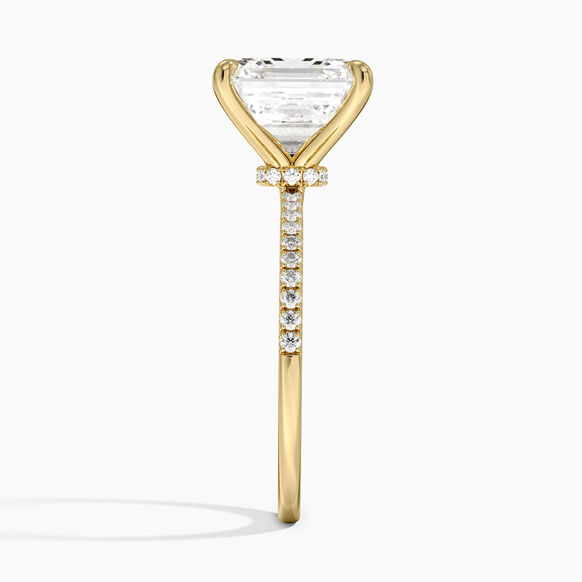 5.25 Karat Asscher Kesim Hidden Halo Tasarım Tektaş Laboratuvar Pırlanta Yüzük - Filora - Bold Diamonds