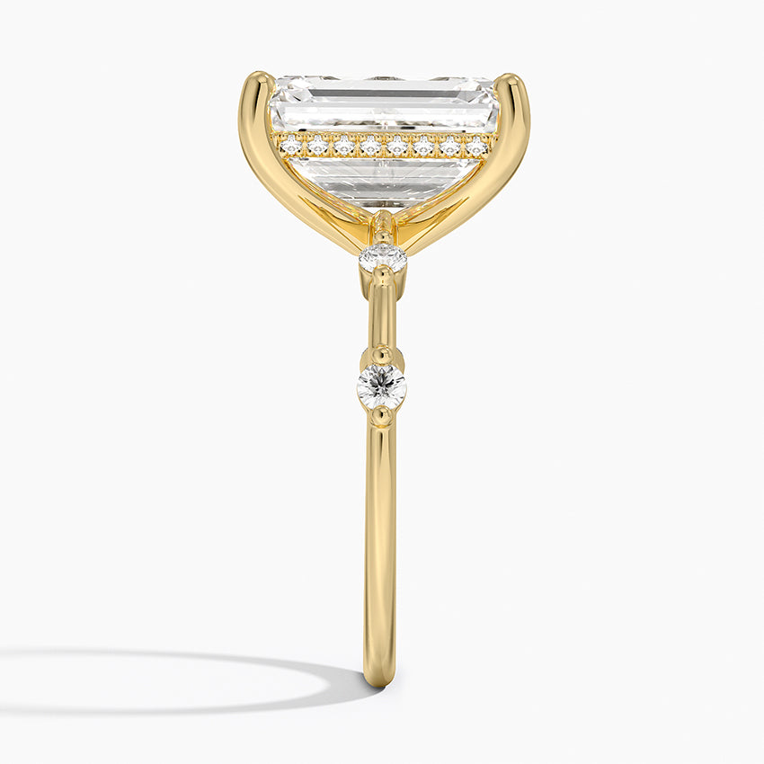 5.20 Karat Emerald Kesim Hidden Halo Tasarım Tektaş Laboratuvar Pırlanta Yüzük - Nice