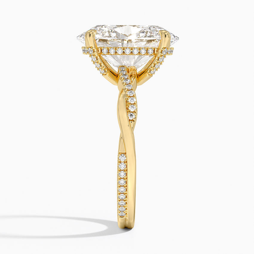 5.25 Karat Oval Kesim Hidden Halo Tasarım Tektaş Laboratuvar Pırlanta Yüzük 18K - Talora