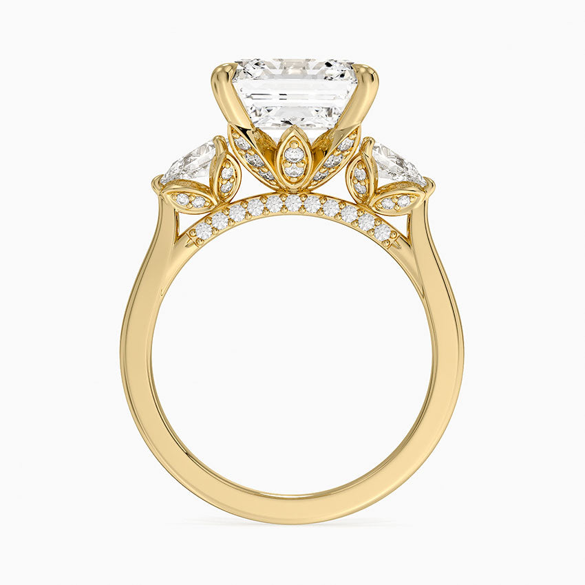 5.75 Karat Asscher Kesim Hidden Halo Tasarım Tektaş Laboratuvar Pırlanta Yüzük 18K - Calora