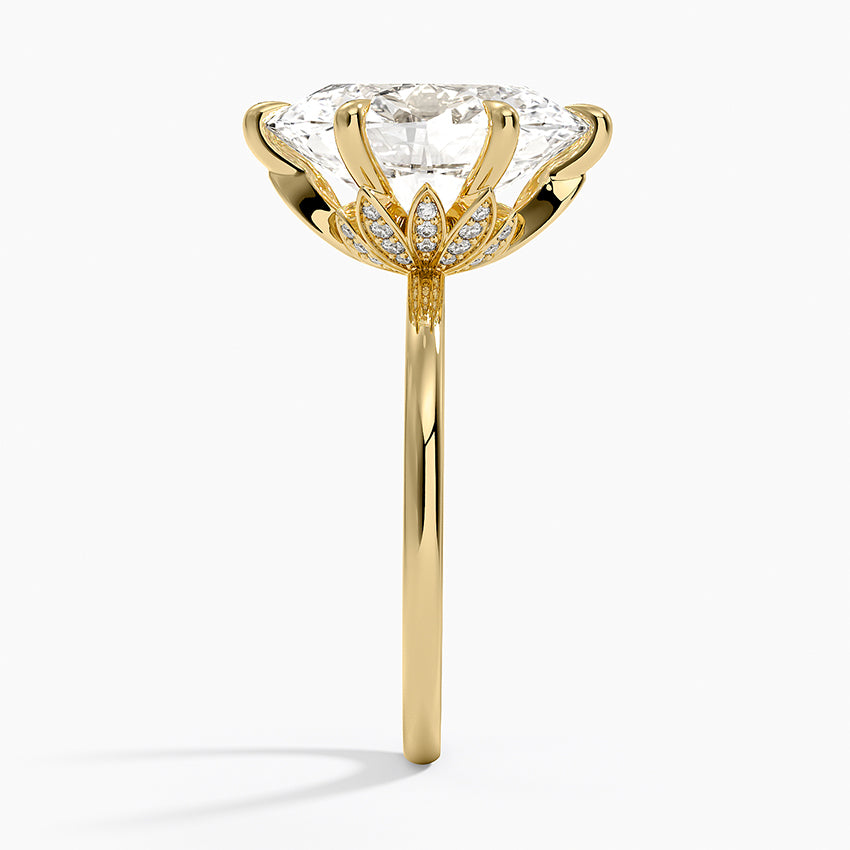Altı Tırnak 5.15 Karat Oval Kesim Hidden Halo Tasarım Tektaş Laboratuvar Pırlanta Yüzük - Delora - Bold Diamonds