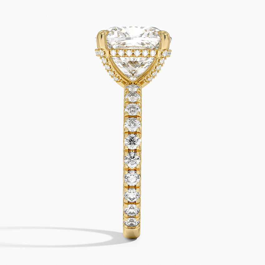5.75 Karat Cushion Kesim Hidden Halo Tasarım Tektaş Laboratuvar Pırlanta Yüzük 18K - Selora - Bold Diamonds