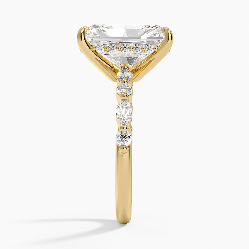 5.50 Karat Radiant Kesim Hidden Halo Tasarım Tektaş Laboratuvar Pırlanta Yüzük - Verona