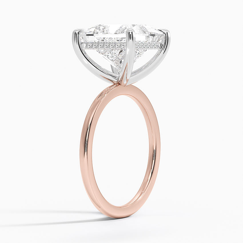 5.10 Karat Prenses Kesim Hidden Halo Tasarım Tektaş Laboratuvar Pırlanta Yüzük 18K - Elora - Bold Diamonds
