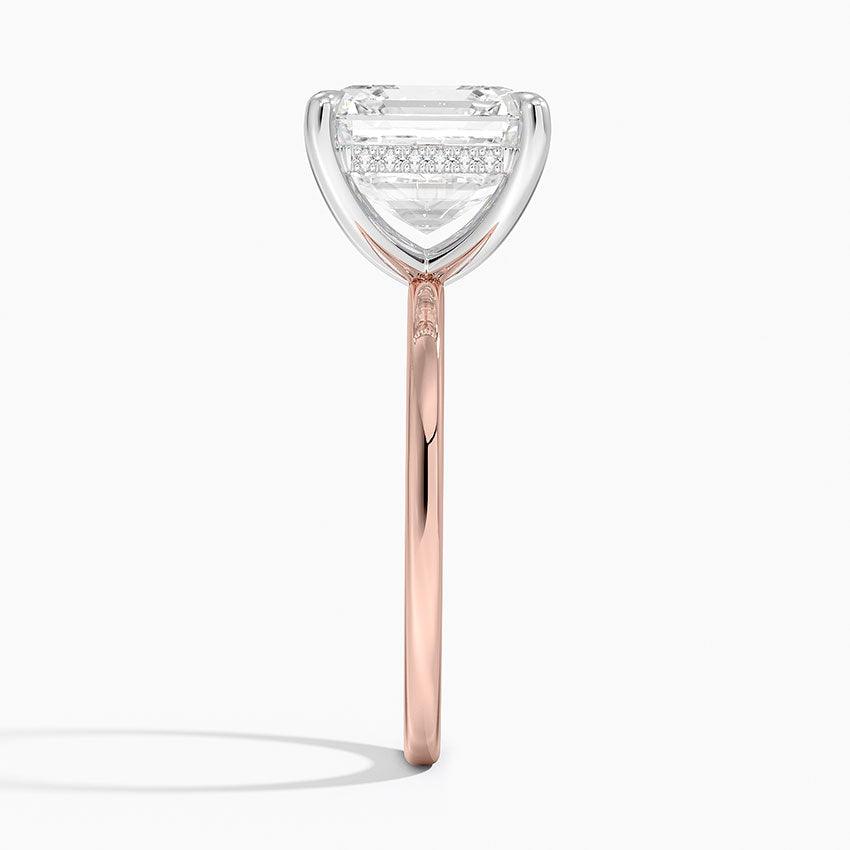 5.10 Karat Asscher Kesim Hidden Halo Tasarım Tektaş Laboratuvar Pırlanta Yüzük 18K - Elora - Bold Diamonds