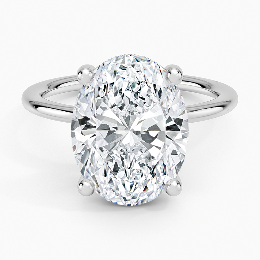 5.10 Oval Kesim Hidden Halo Tasarım Tektaş Laboratuvar Pırlanta Yüzük - Melara