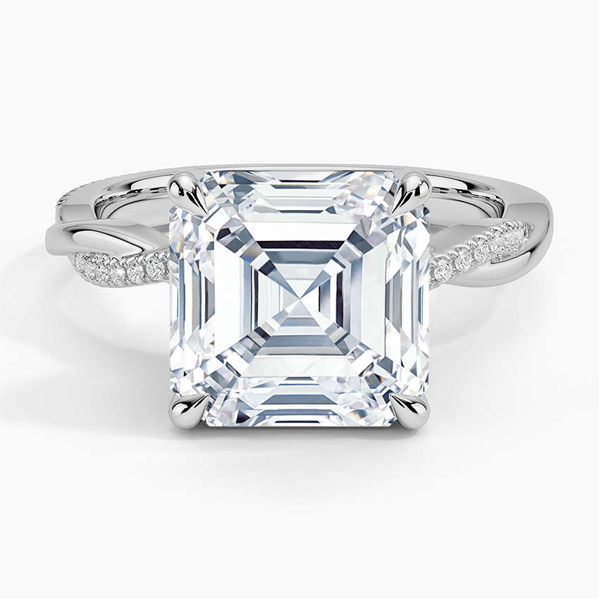 5.25 Karat Asscher Kesim Hidden Halo Tasarım Tektaş Laboratuvar Pırlanta Yüzük - Riga