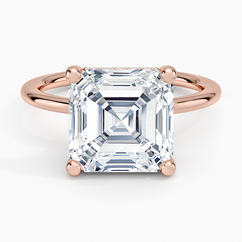 5.10 Asscher Kesim Hidden Halo Tasarım Tektaş Laboratuvar Pırlanta Yüzük - Melara