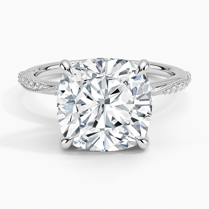 5.25 Karat Cushion Kesim Hidden Halo Tasarım Tektaş Laboratuvar Pırlanta Yüzük 18K - Melora - Bold Diamonds