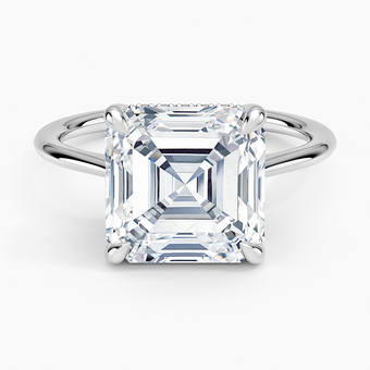 5.10 Karat Asscher Kesim Hidden Halo Tasarım Tektaş Laboratuvar Pırlanta Yüzük - Monaco