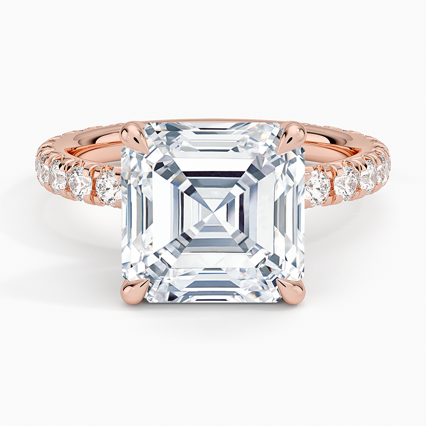 5.75 Karat Asscher Kesim Hidden Halo Tasarım Tektaş Laboratuvar Pırlanta Yüzük 18K - Selora