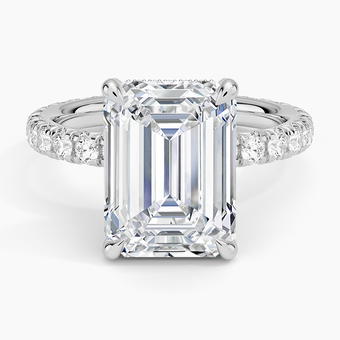 5.75 Karat Emerald Kesim Hidden Halo Tasarım Tektaş Laboratuvar Pırlanta Yüzük - Ghent